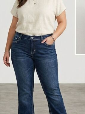 Apt. 9 Bootcut Jeans Plus Size 22W Dark Wash Embellished Flap Pocket Rhinestone